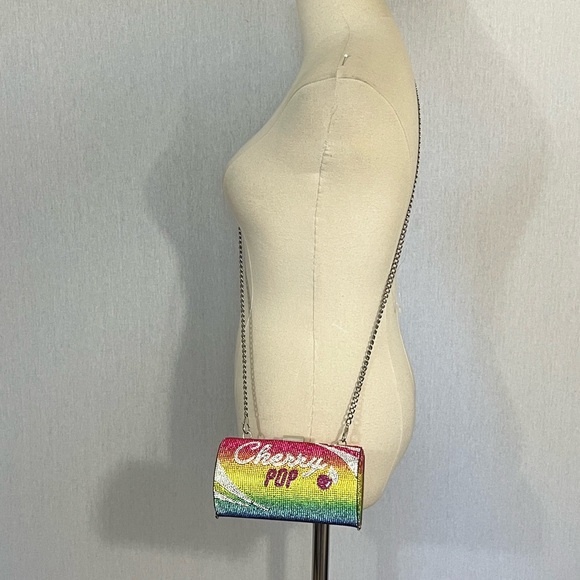 Aldo Cherry Pop Envolee Mini Barrel Rhinestone Encrusted Crossbody Bag Clutch - Picture 2 of 7